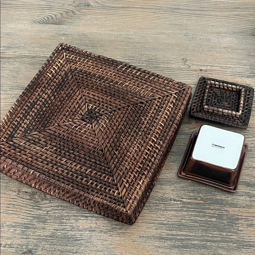 Crate&Barrel Brown Woven Serveware